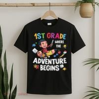 1st Grade Where The Adventure Begins Back To School T-Shirt thumb 2