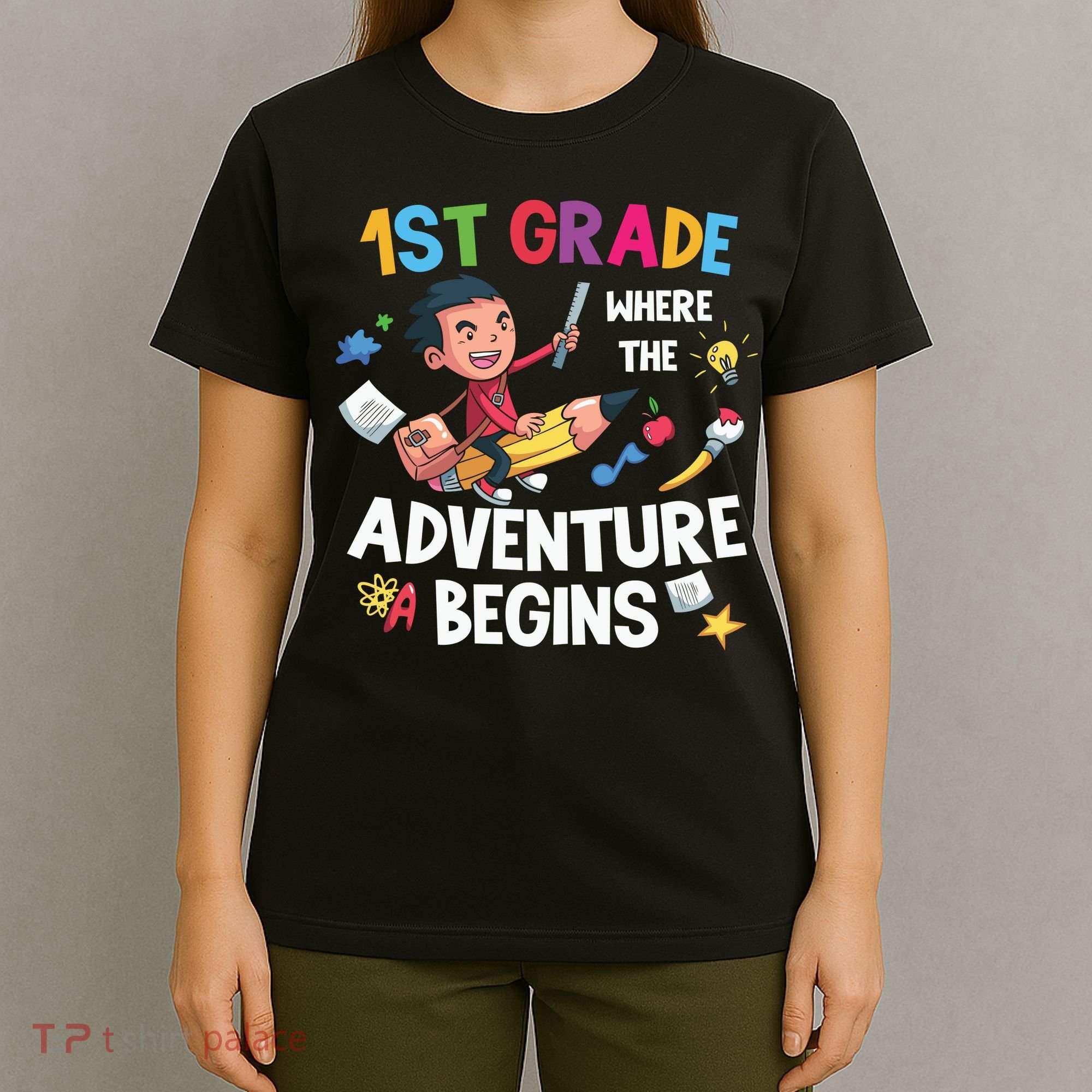 1st Grade Where The Adventure Begins Back To School T-Shirt