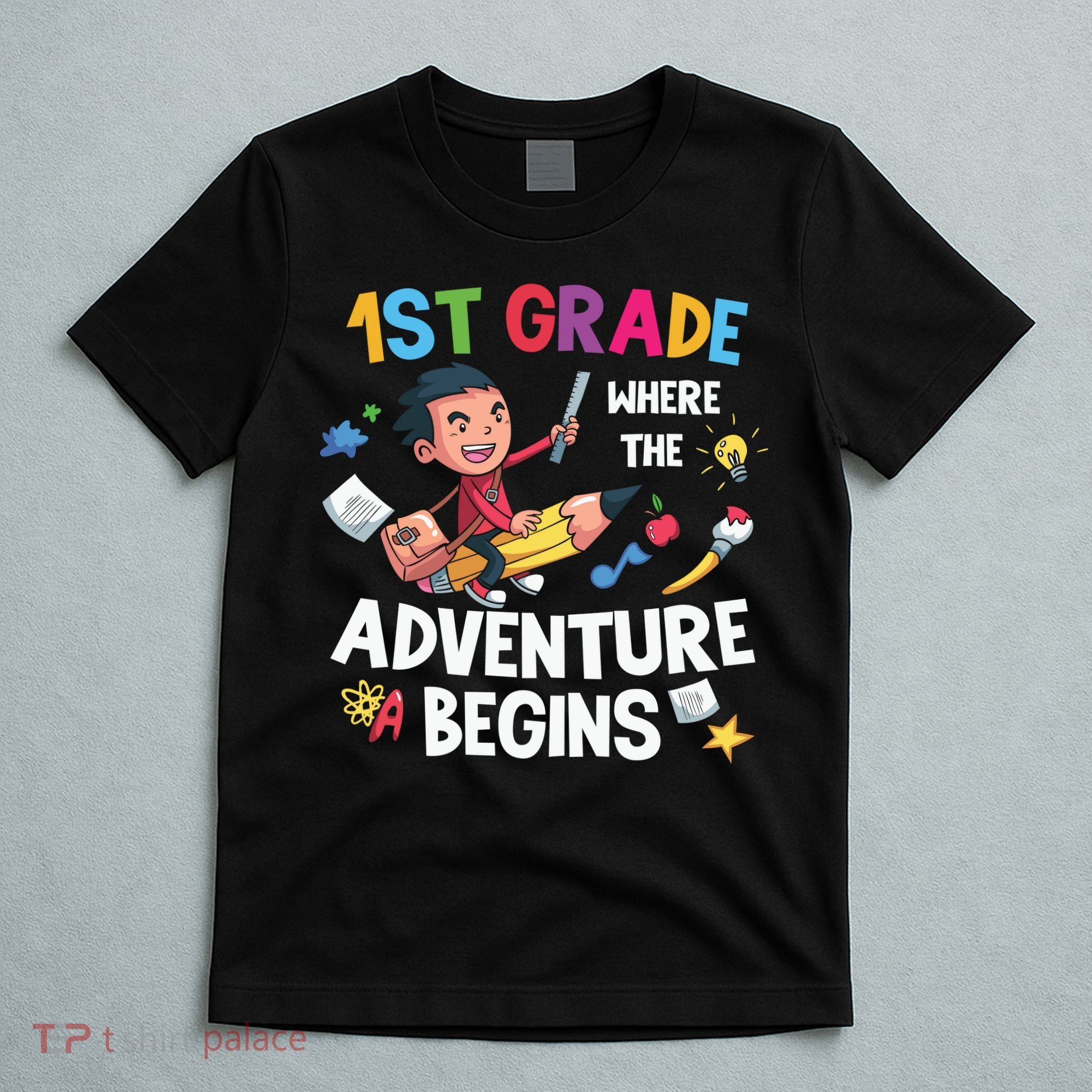 1st Grade Where The Adventure Begins Back To School T-Shirt