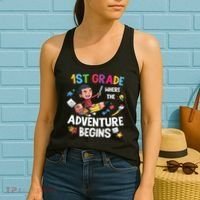 1st Grade Where The Adventure Begins Back To School Women's Tank Top thumb 2