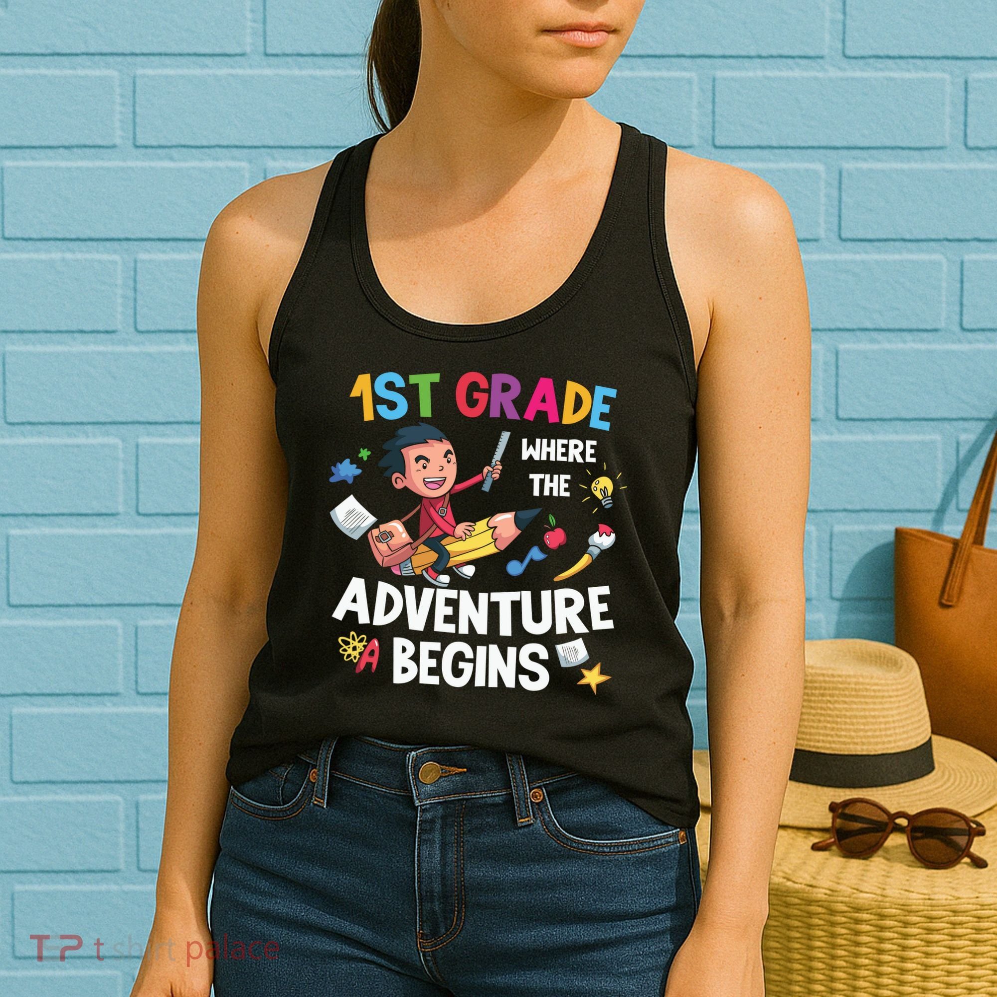 1st Grade Where The Adventure Begins Back To School Women's Tank Top