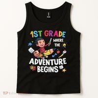 1st Grade Where The Adventure Begins Back To School Tank Top thumb 2