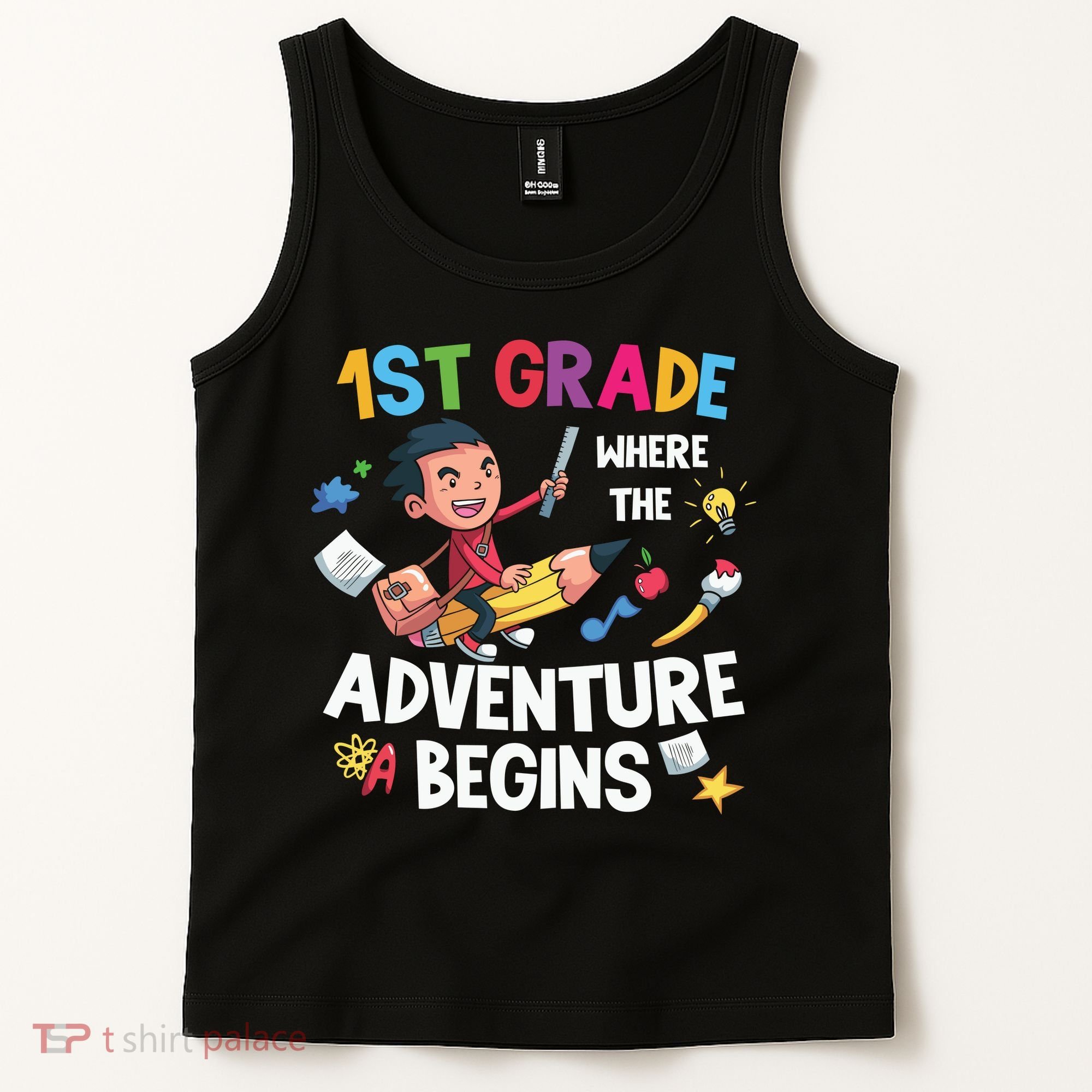 1st Grade Where The Adventure Begins Back To School Tank Top