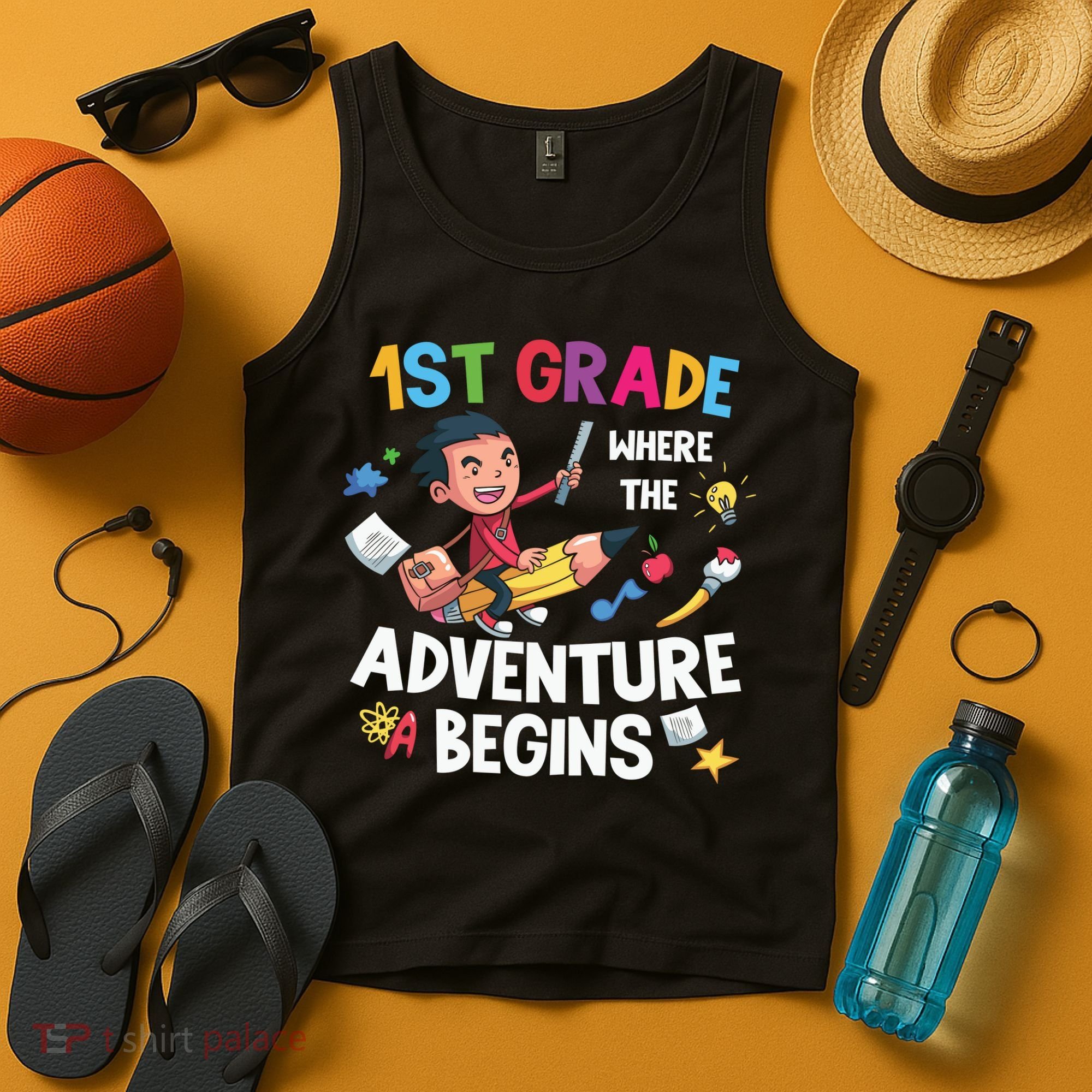 1st Grade Where The Adventure Begins Back To School Tank Top