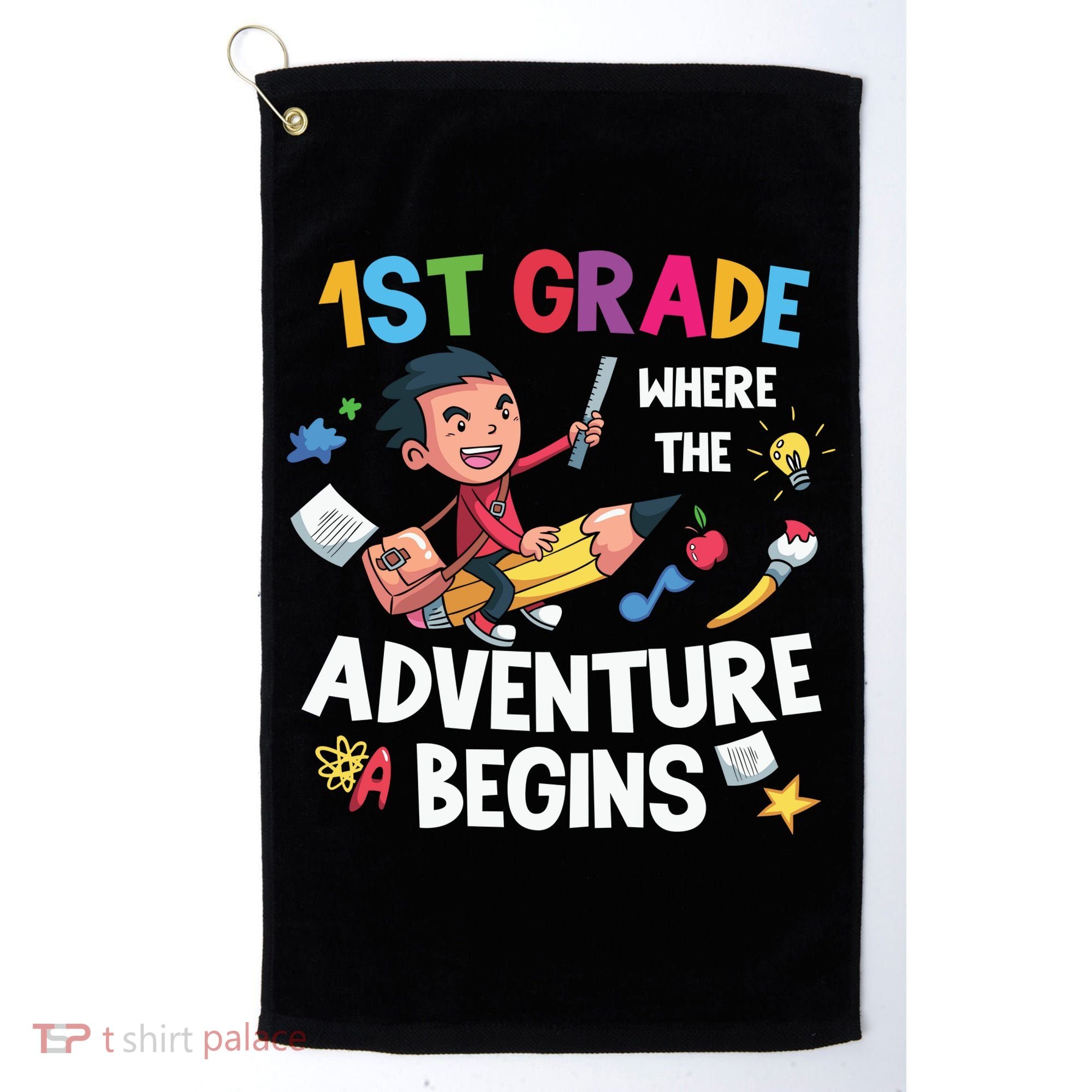 1st Grade Where The Adventure Begins Back To School Golf Towel