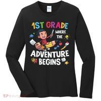 1st Grade Where The Adventure Begins Back To School Women's Long Sleeve Shirt thumb 0