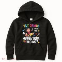 1st Grade Where The Adventure Begins Back To School Kids Hoodie thumb 0
