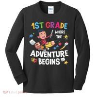 1st Grade Where The Adventure Begins Back To School Kids Long Sleeve Shirt thumb 0