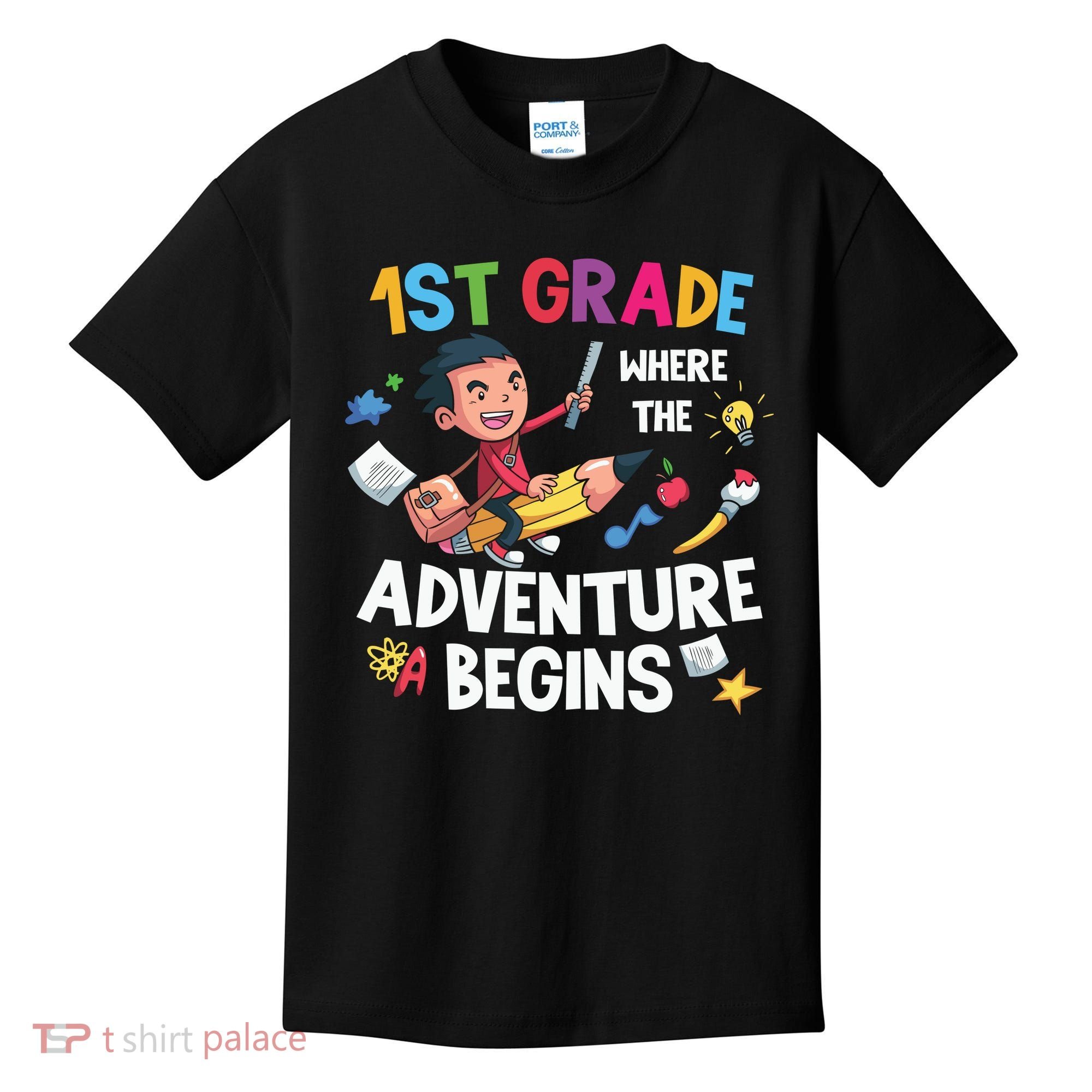 1st Grade Where The Adventure Begins Back To School Kids T-Shirt