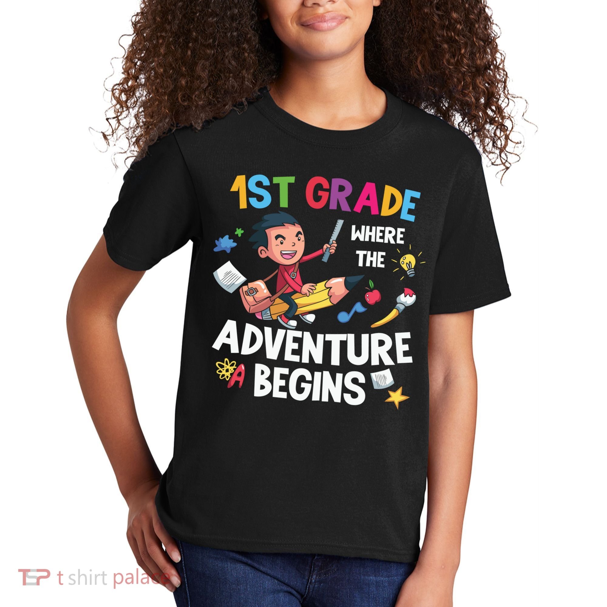 1st Grade Where The Adventure Begins Back To School Kids T-Shirt