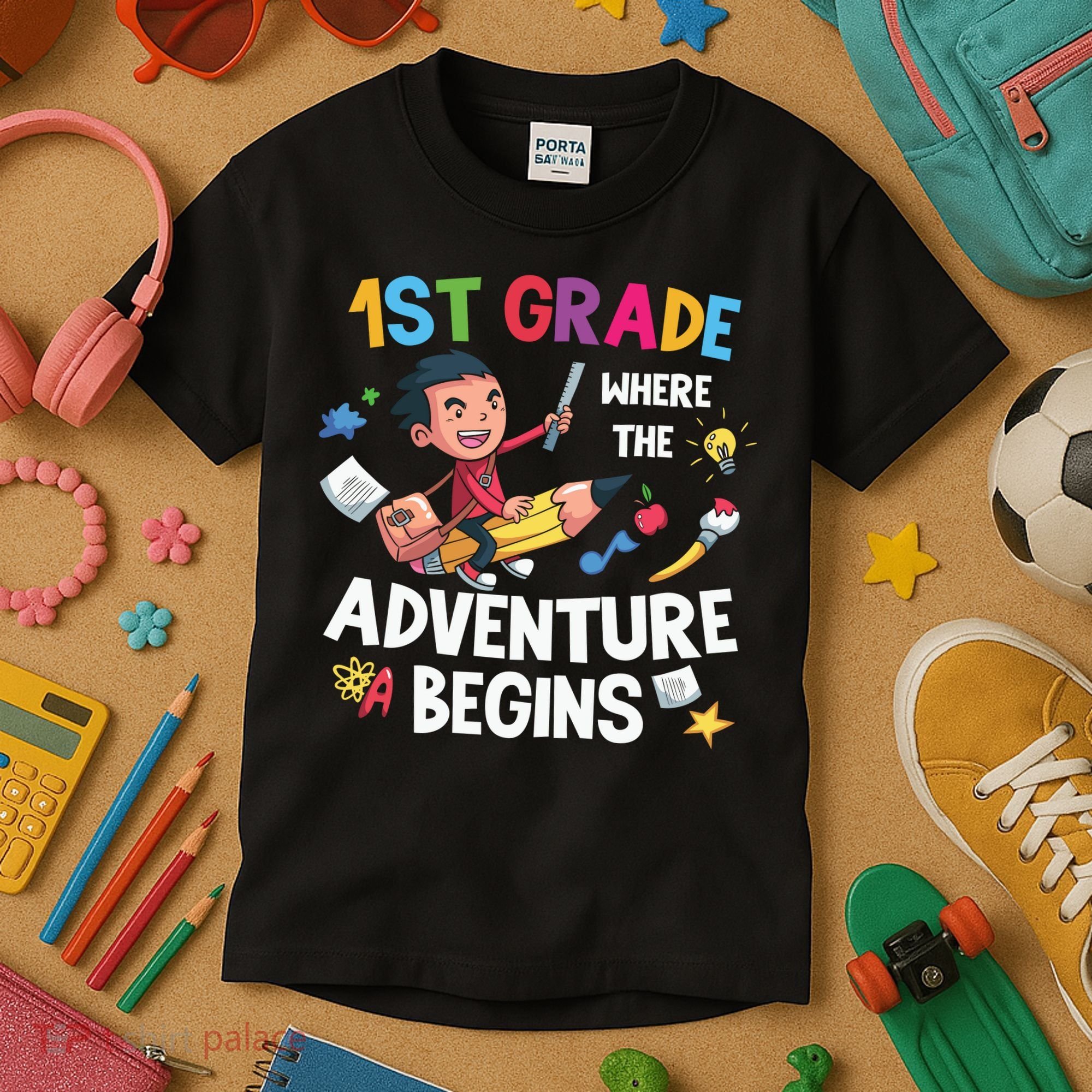 1st Grade Where The Adventure Begins Back To School Kids T-Shirt