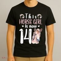 14th Horse Birthday Party 14 Year Old Girl Horses Birthday T-Shirt thumb 3