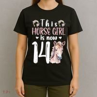 14th Horse Birthday Party 14 Year Old Girl Horses Birthday T-Shirt thumb 4