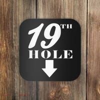 19th Hole With Arrow Funny Golfer Joke Coaster thumb 0