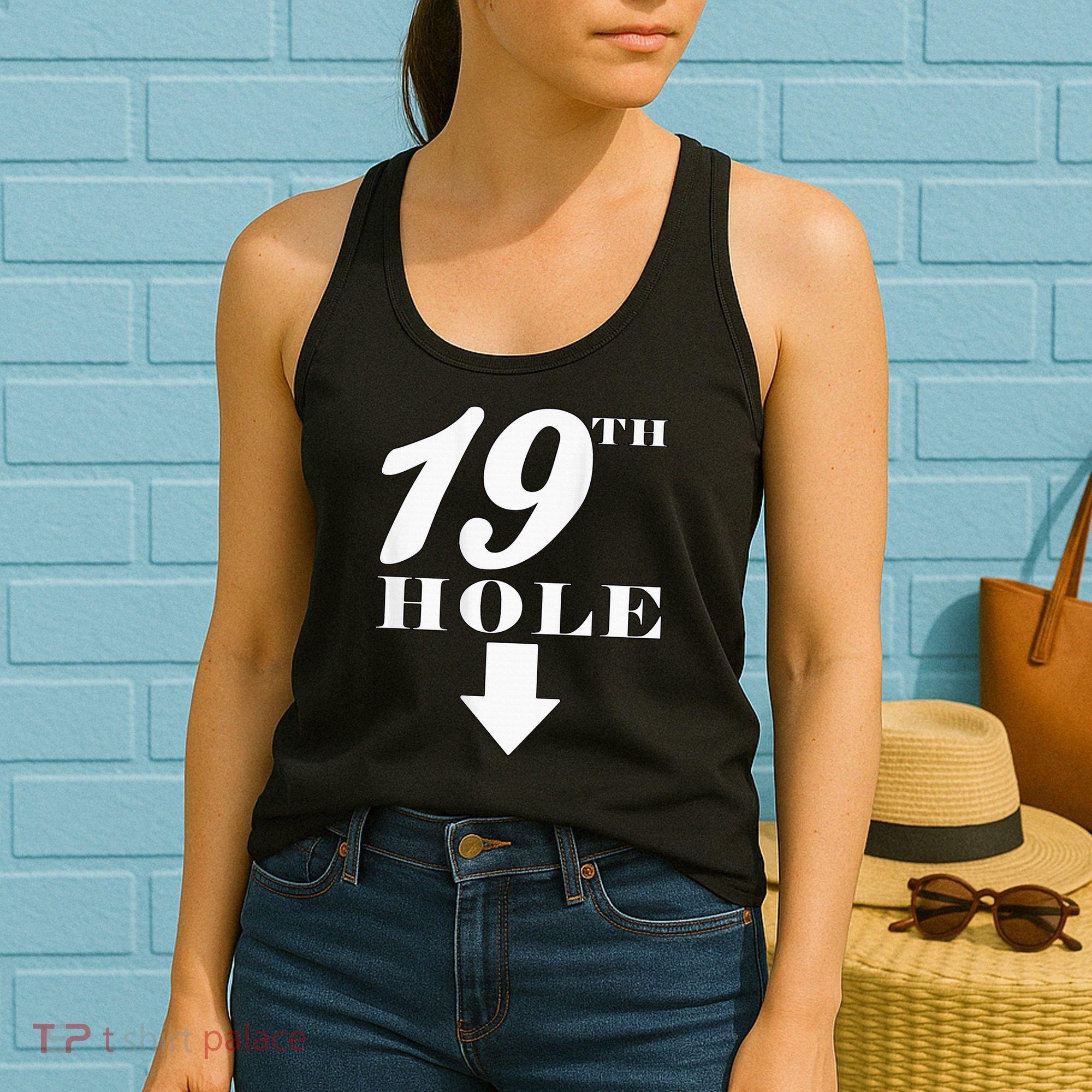 19th Hole With Arrow Funny Golfer Joke Women's Tank Top