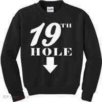 19th Hole With Arrow Funny Golfer Joke Kids Sweatshirt thumb 0
