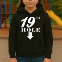 19th Hole With Arrow Funny Golfer Joke Kids Hoodie thumb 3