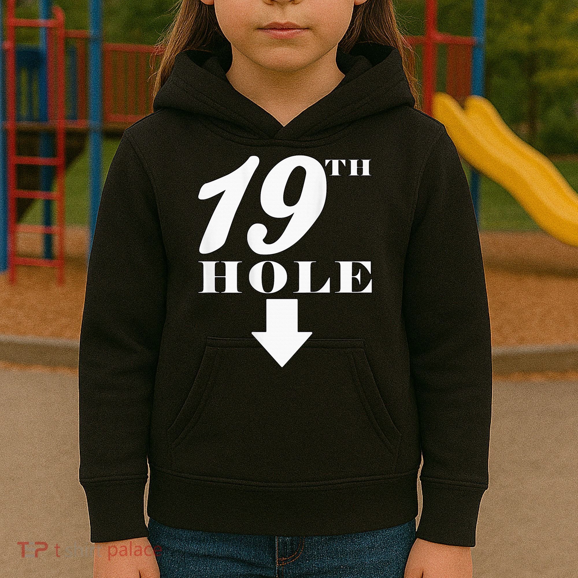 19th Hole With Arrow Funny Golfer Joke Kids Hoodie