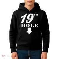 19th Hole With Arrow Funny Golfer Joke Kids Hoodie thumb 4