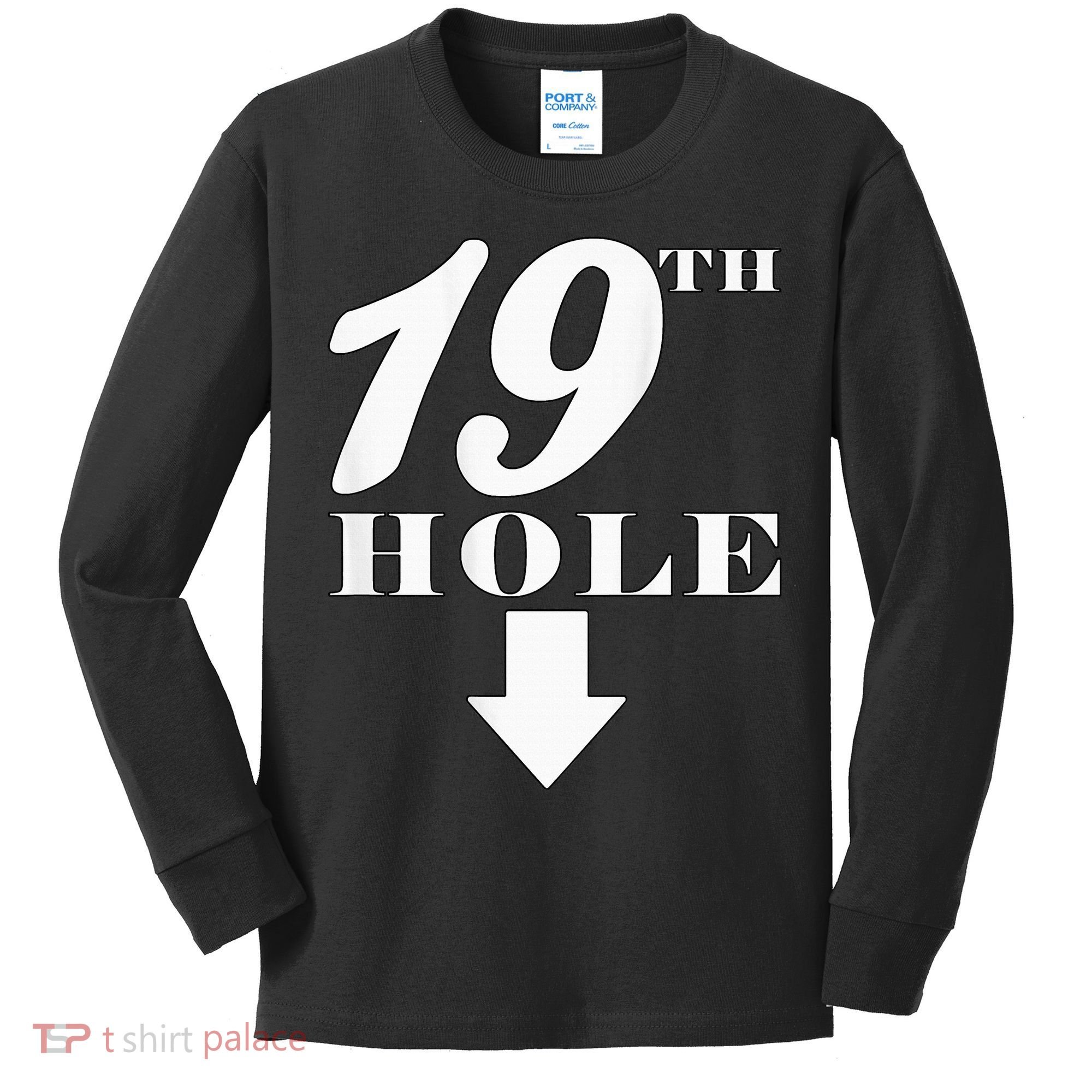 19th Hole With Arrow Funny Golfer Joke Kids Long Sleeve Shirt