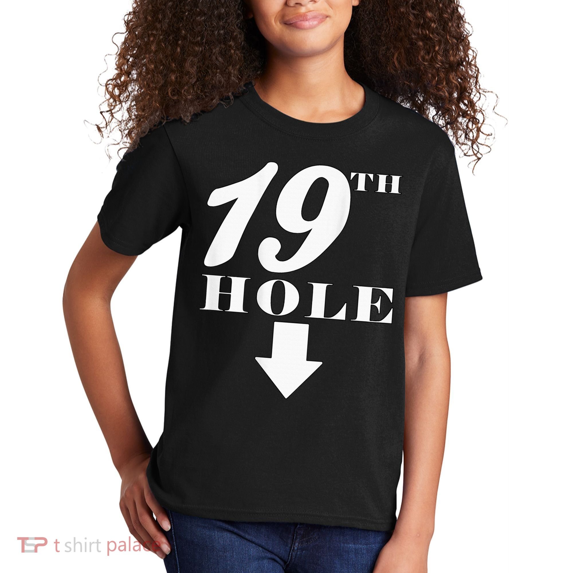 19th Hole With Arrow Funny Golfer Joke Kids T-Shirt