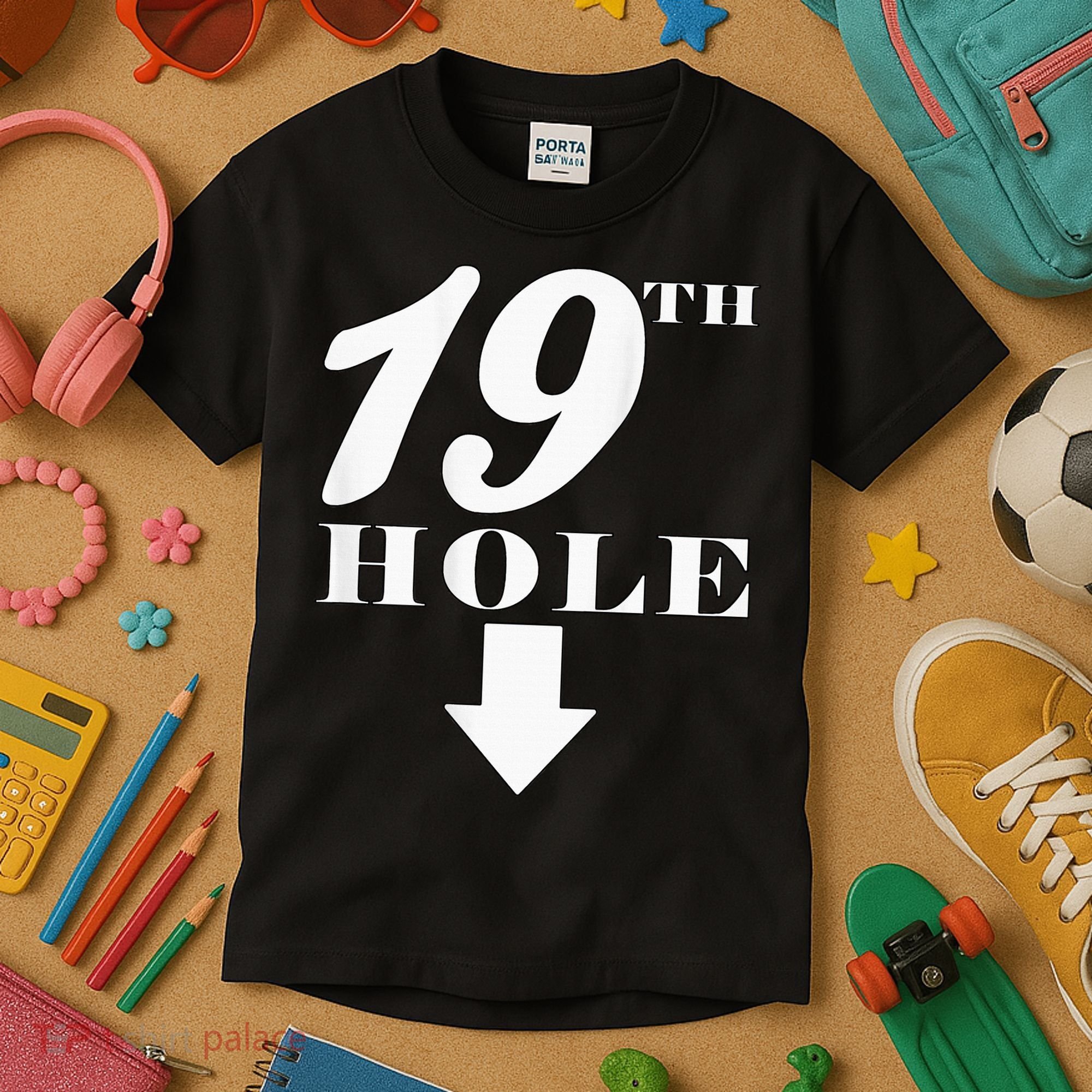 19th Hole With Arrow Funny Golfer Joke Kids T-Shirt