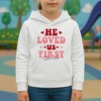 1 John 4 19 He Loved Us First Kids Hoodie thumb 3
