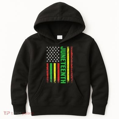 1865 Junenth Black History American Flag African Kids Hoodie