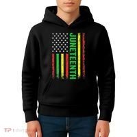 1865 Junenth Black History American Flag African Kids Hoodie thumb 4
