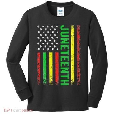 1865 Junenth Black History American Flag African Kids Long Sleeve Shirt