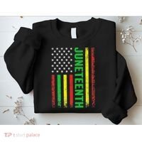 1865 Junenth Black History American Flag African Sweatshirt thumb 2