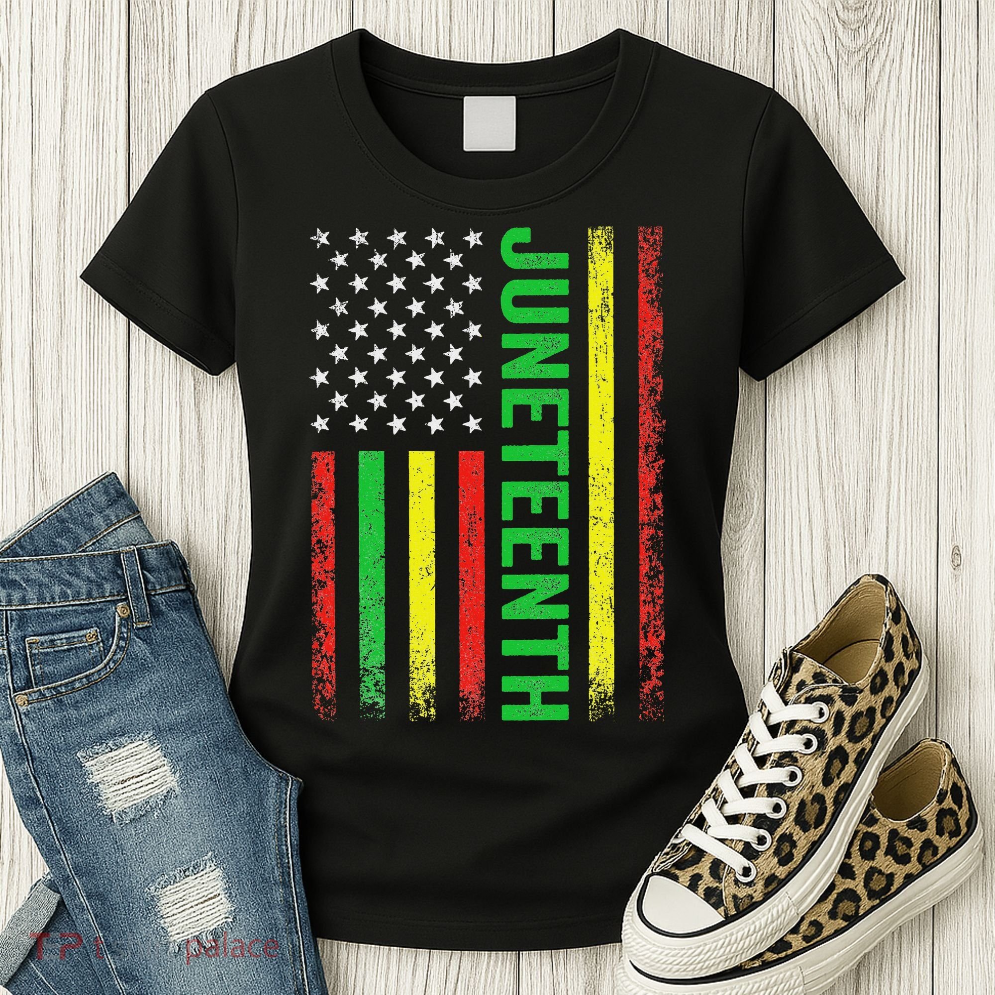 1865 Junenth Black History American Flag African Women's T-Shirt