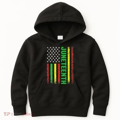 1865 Junenth Black History American Flag African Kids Hoodie