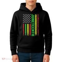 1865 Junenth Black History American Flag African Kids Hoodie thumb 4