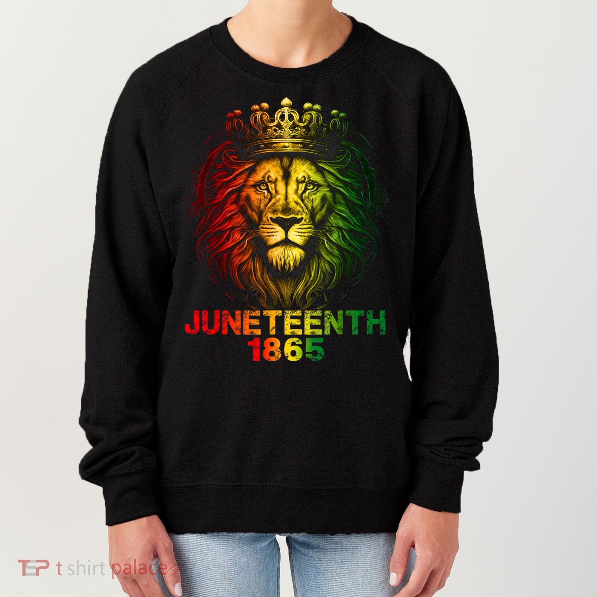 1865 Juneteenth Celebrate Lion African American Freedom Day Women's Sweatshirt