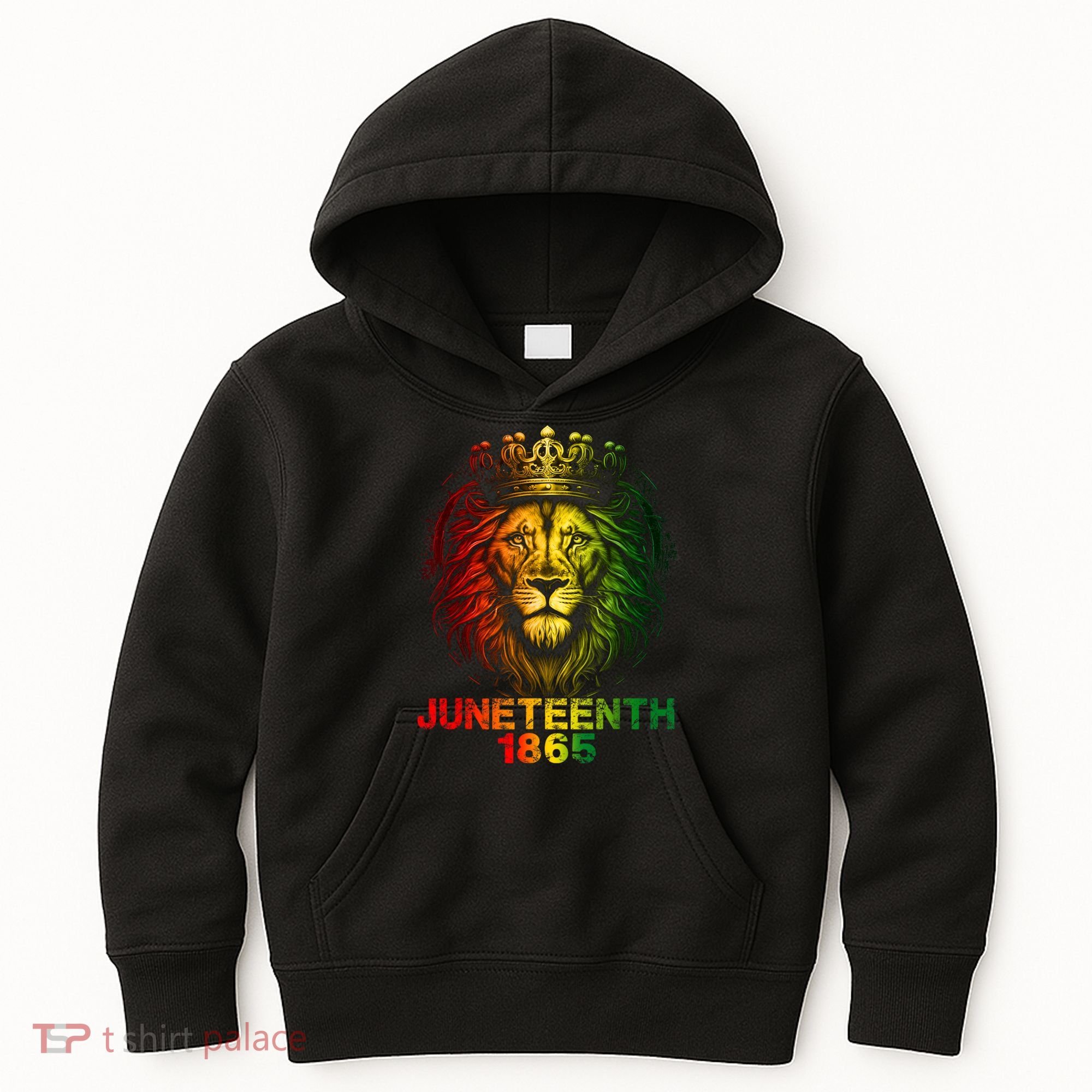 1865 Juneteenth Celebrate Lion African American Freedom Day Kids Hoodie