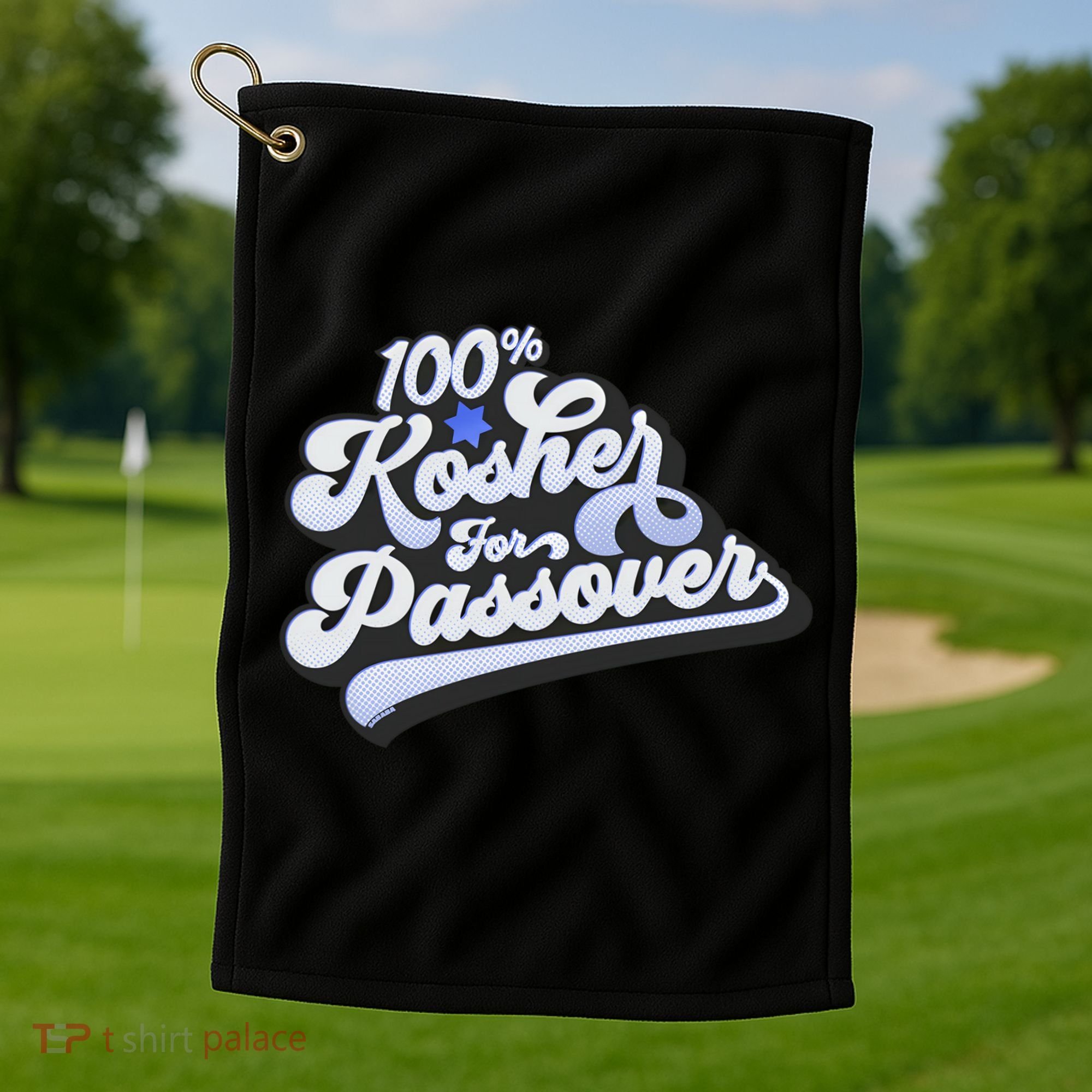100% Kosher For Passover Cool Jewish Pesach Funny Gift Golf Towel