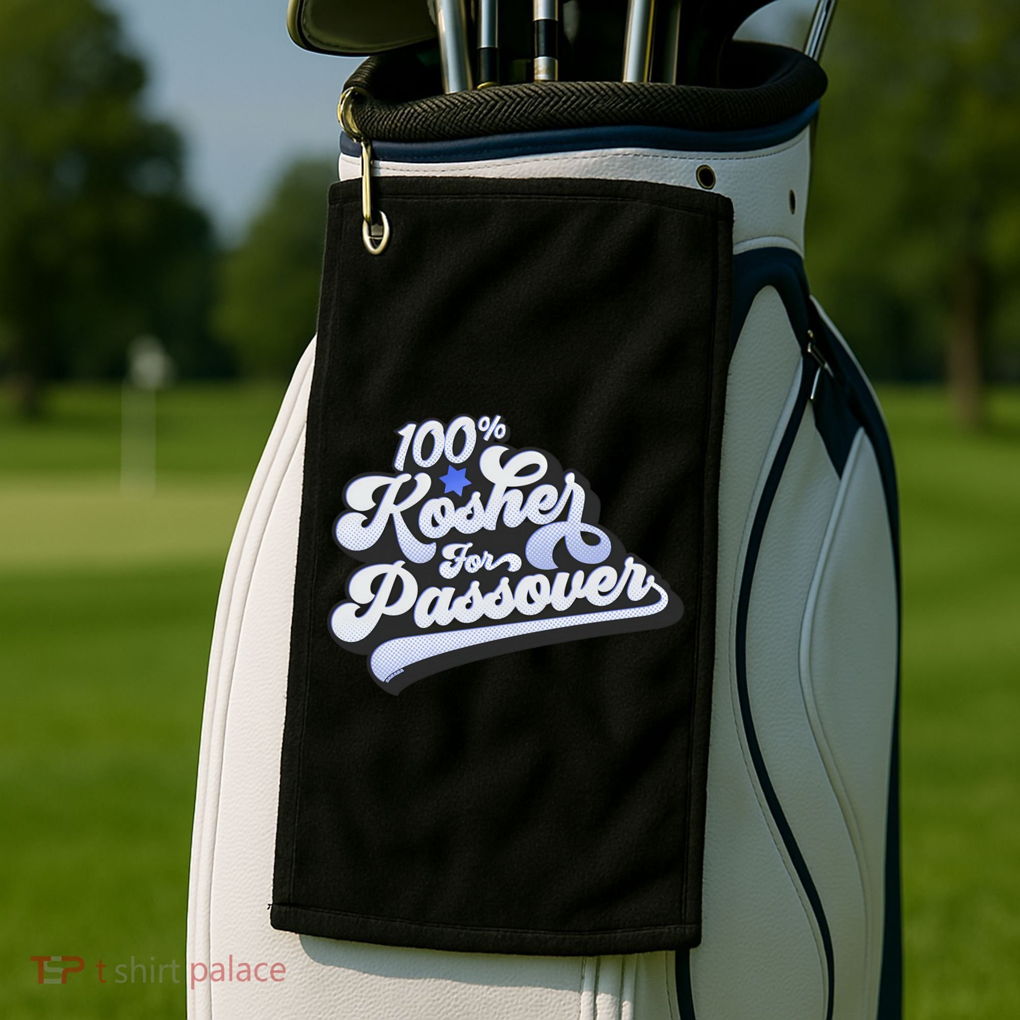 100% Kosher For Passover Cool Jewish Pesach Funny Gift Golf Towel