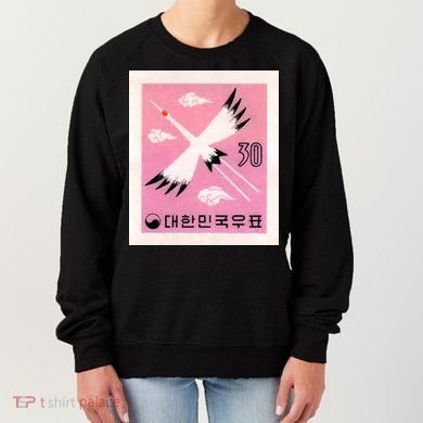 1960 Korea Red Crowned Crane Postage Stamp Women's Sweatshirt