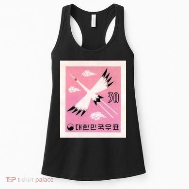 1960 Korea Red Crowned Crane Postage Stamp Women's Tank Top