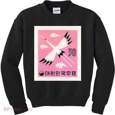 1960 Korea Red Crowned Crane Postage Stamp Kids Sweatshirt