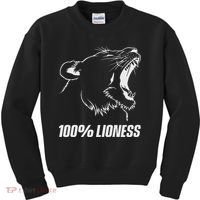 100 Lioness Gym Motivation Funny Inspiration Lion Kids Sweatshirt thumb 0