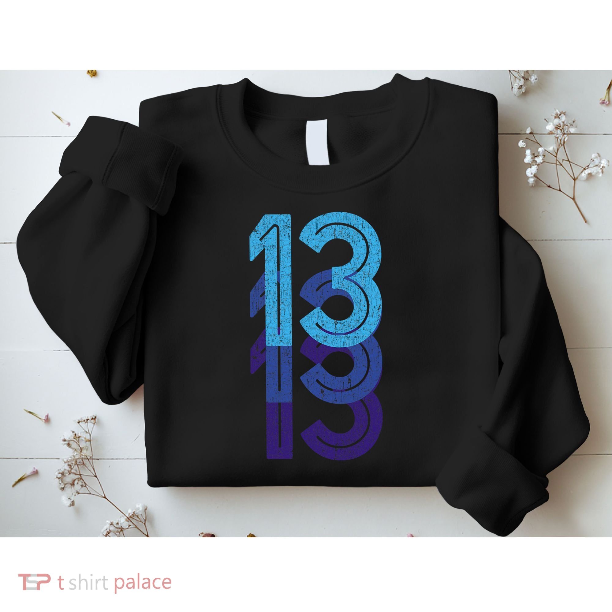13 Lucky Number 13th Year Birthday Age Sports Team Sweatshirt