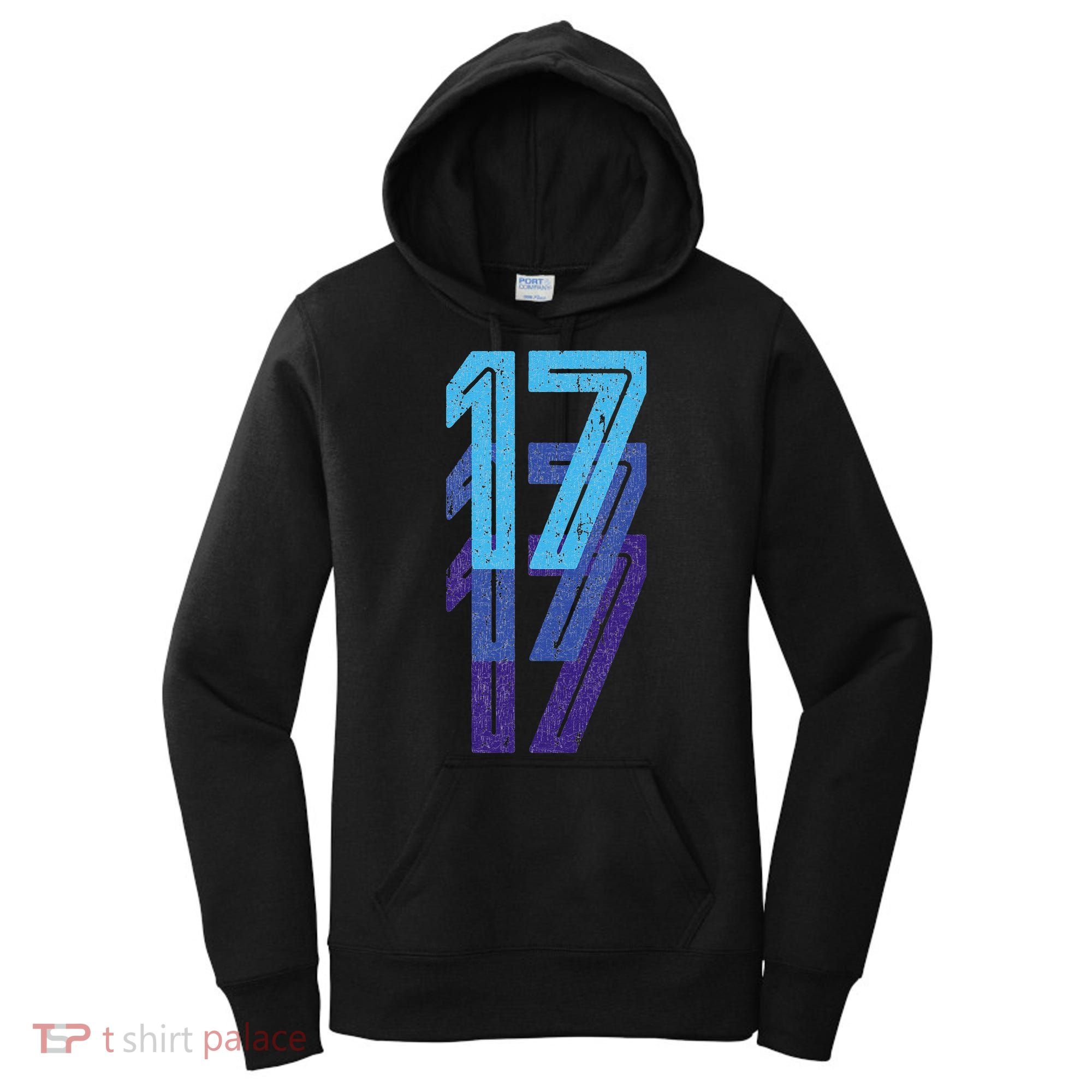17 Lucky Number 17th Year Birthday Age Sports Team Women's Hoodie