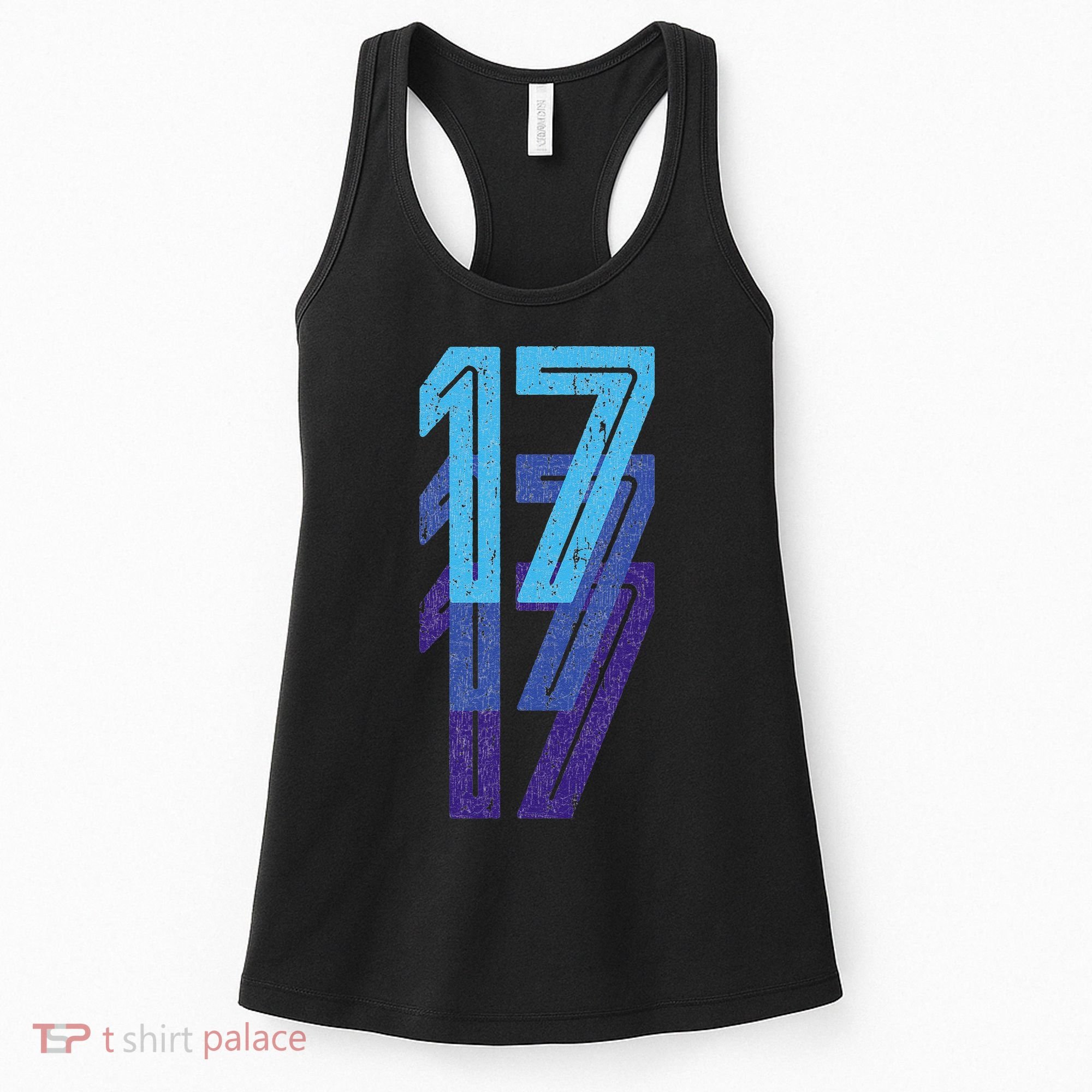 17 Lucky Number 17th Year Birthday Age Sports Team Women's Tank Top