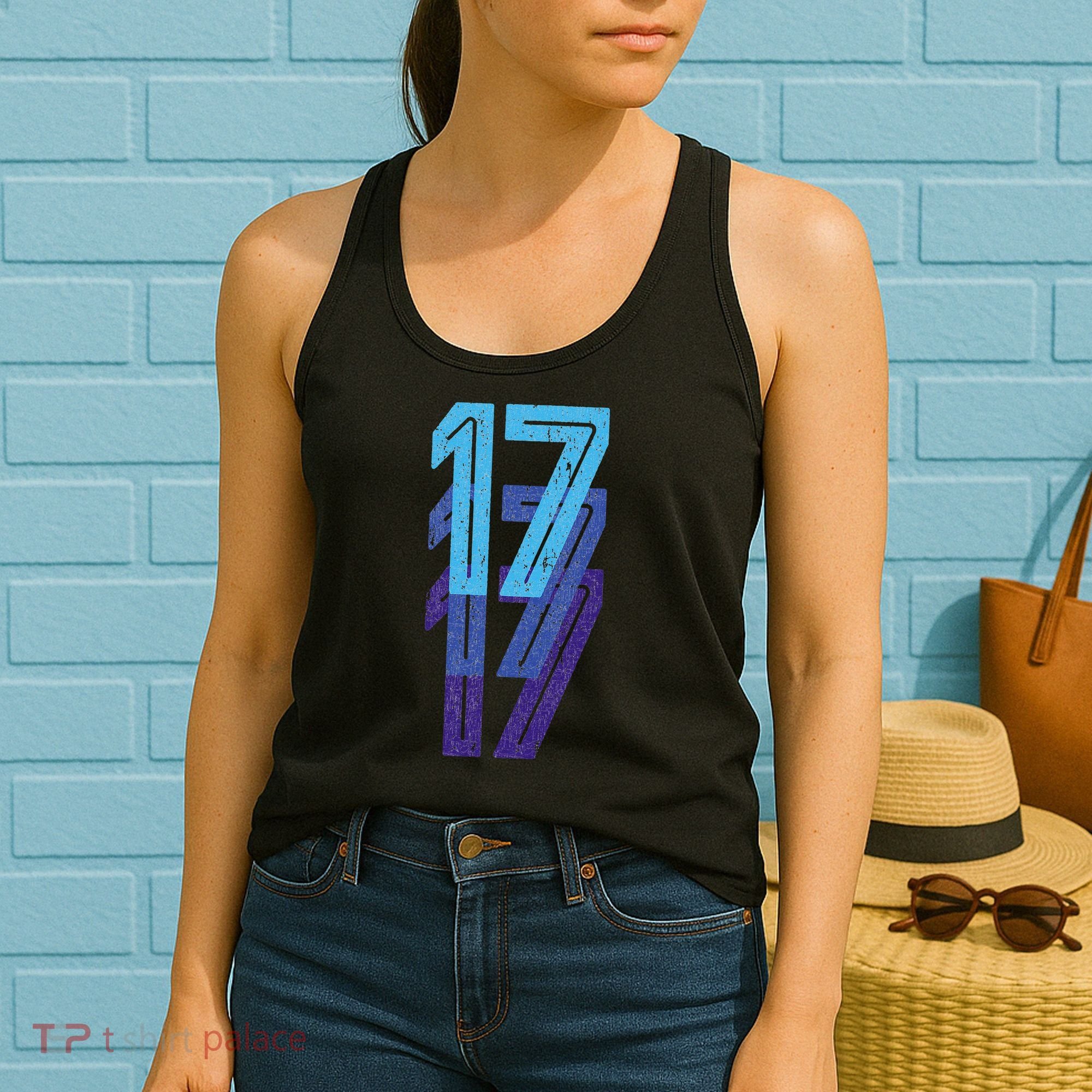 17 Lucky Number 17th Year Birthday Age Sports Team Women's Tank Top