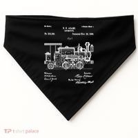 1886 Locomotive Steam Train Gift Retro Patent Blueprint Gift USA-Made Doggie Bandana thumb 0