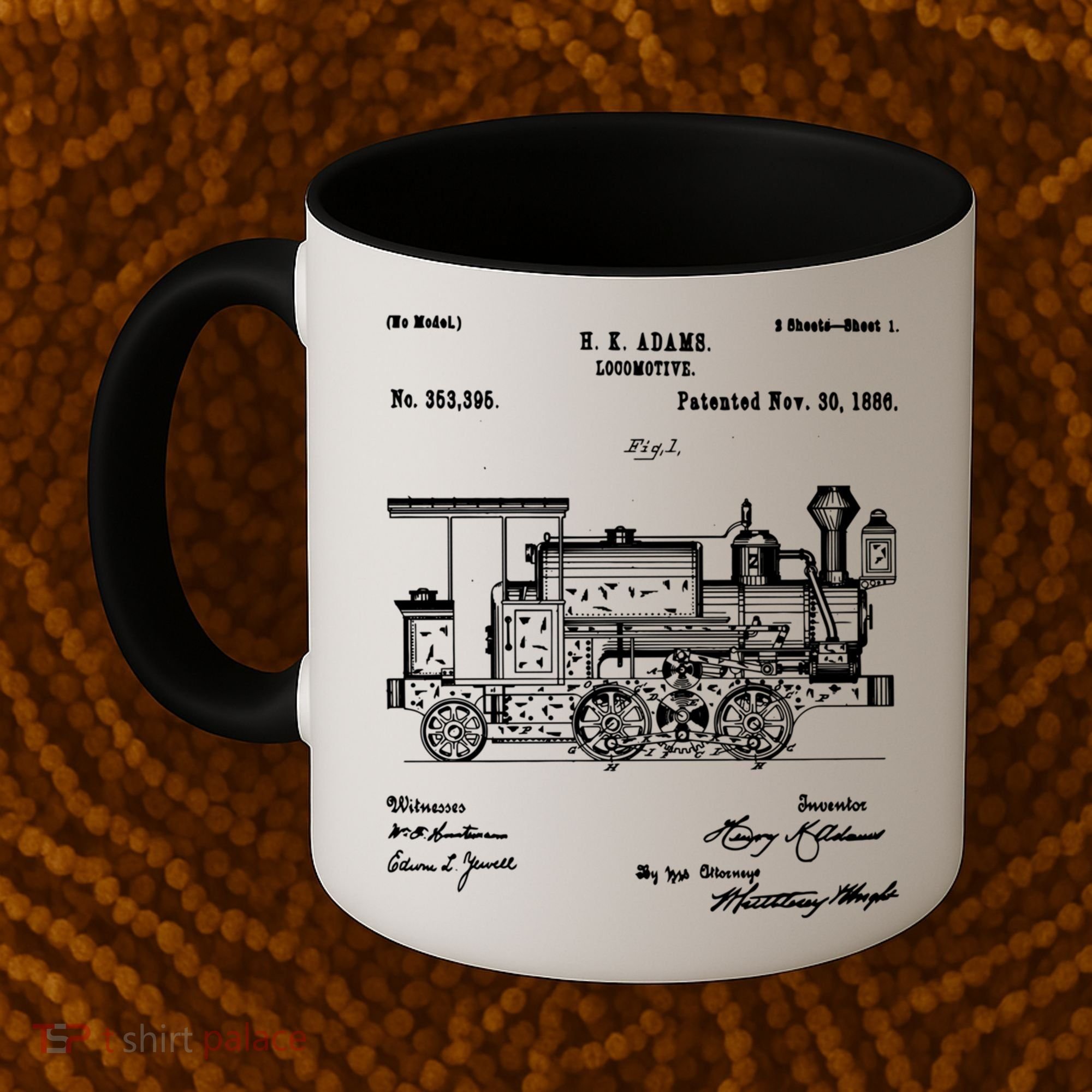 1886 Locomotive Steam Train Gift Retro Patent Blueprint Gift Coffee Mug