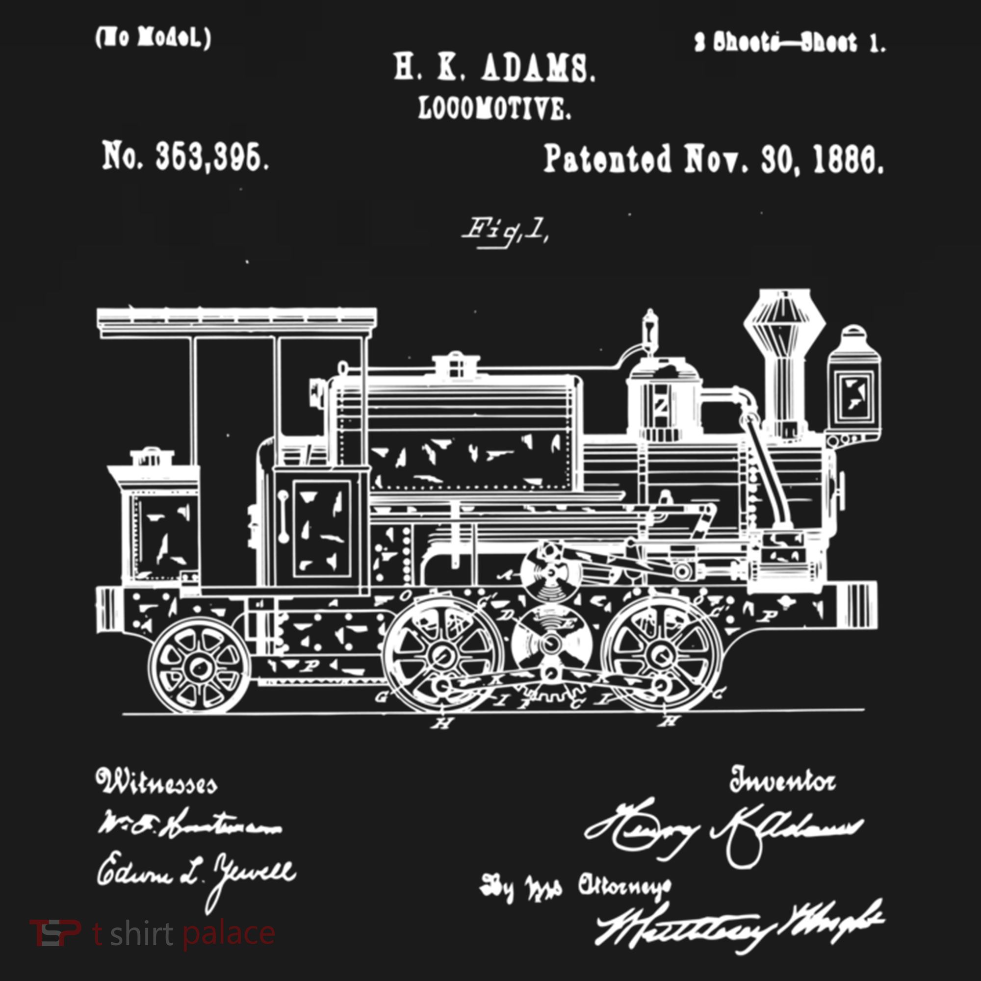1886 Locomotive Steam Train Gift Retro Patent Blueprint Gift Ornament