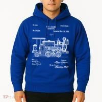1886 Locomotive Steam Train Gift Retro Patent Blueprint Gift Hoodie thumb 2
